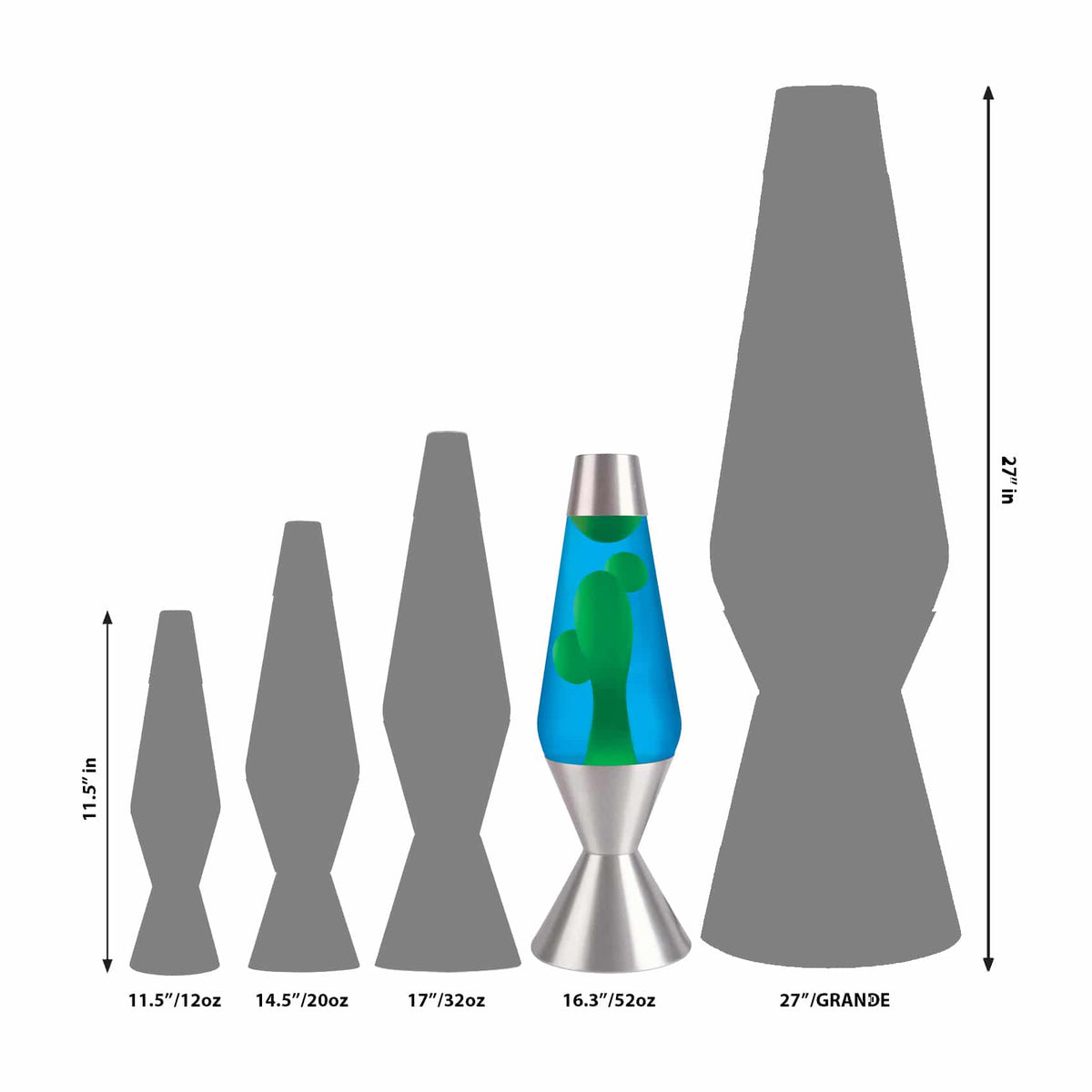 16.3” Lamp – Yellow/Blue/Silver Size Comparison