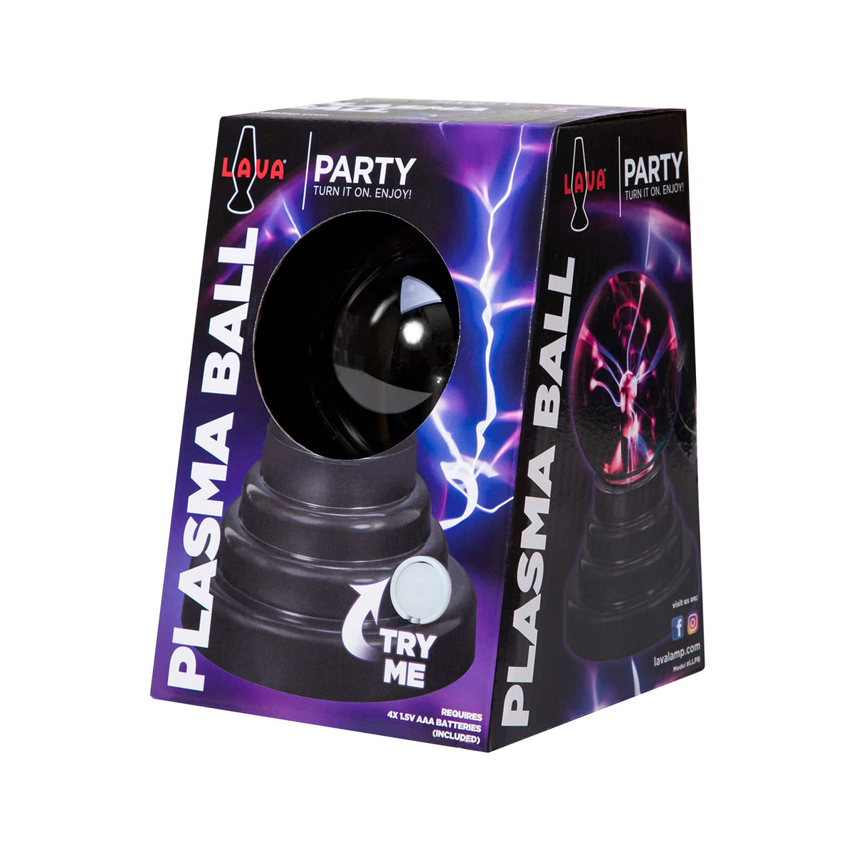 3” Lamp Plasma Ball Package Front Angle Left