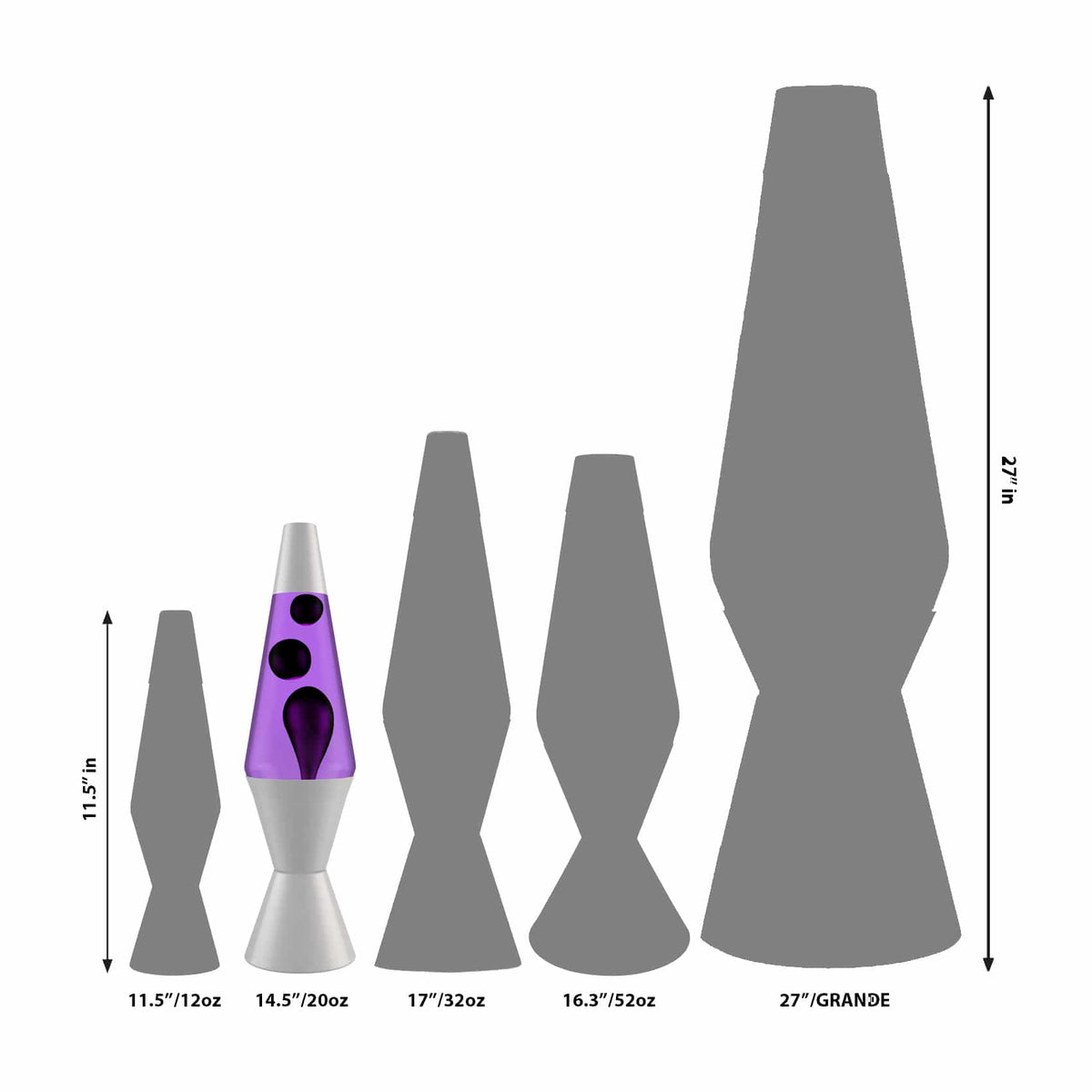 14.5'' Lamp – Black & Purple Size Comparison