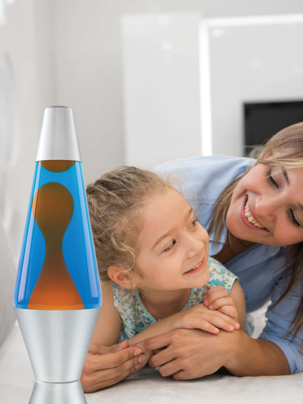 14.5” Lamp – Orange/Blue/Silver with mother and daughter