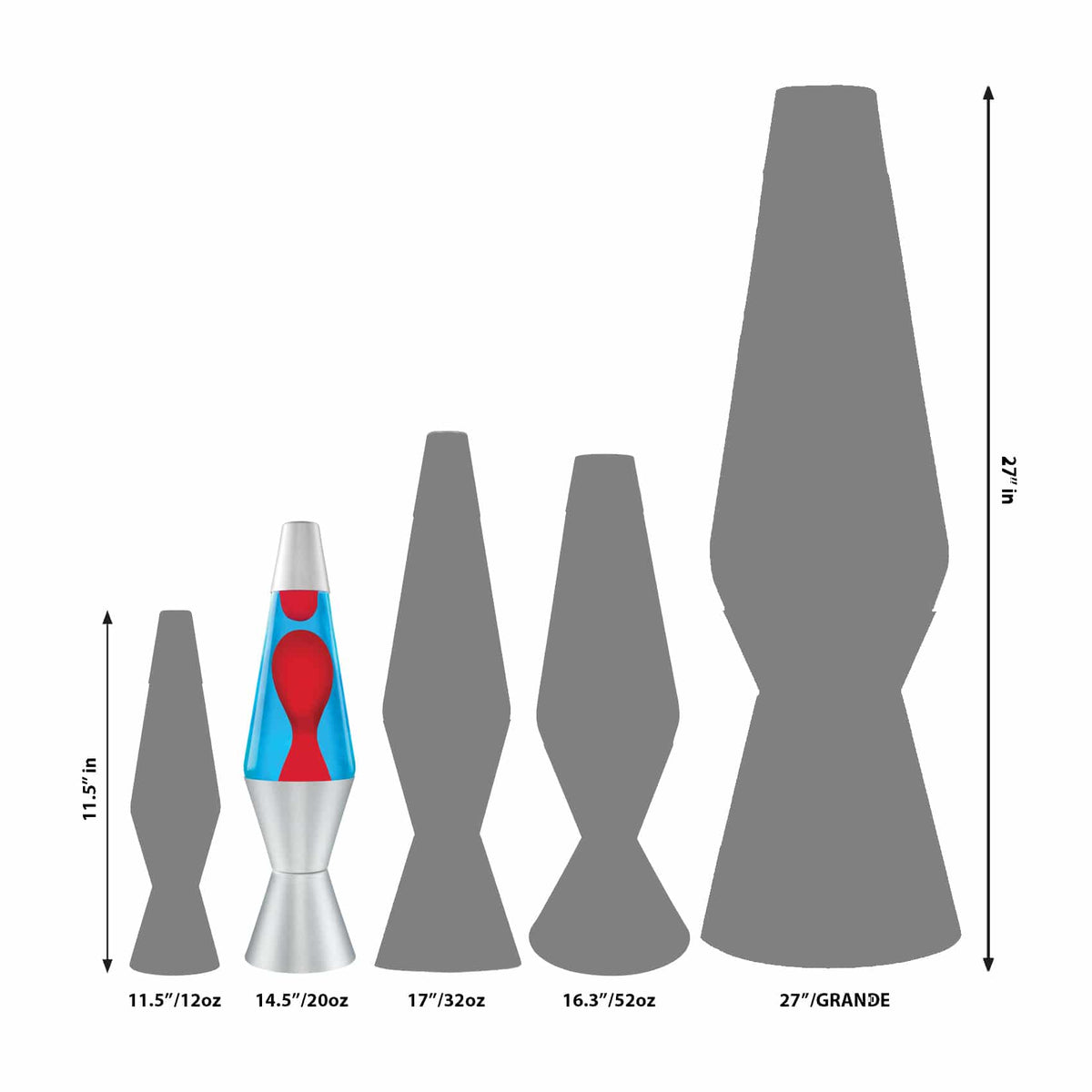 14.5” Lamp – Red/Blue/Silver Size Comparison