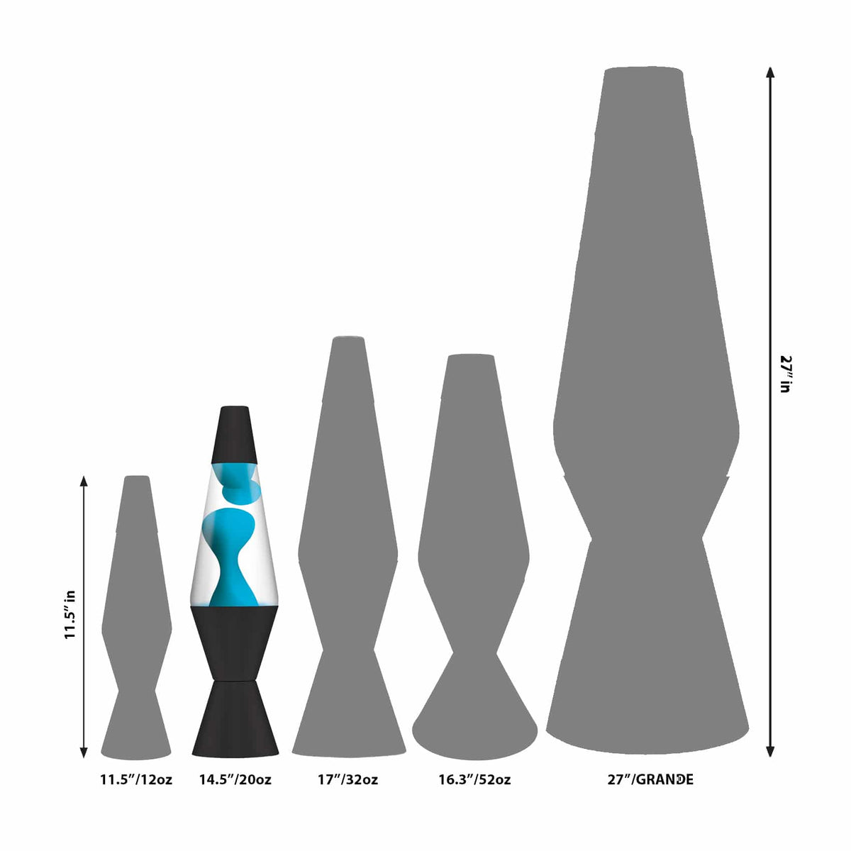 14.5” Lamp Neon – Blue/Clear/Black Size Comparison