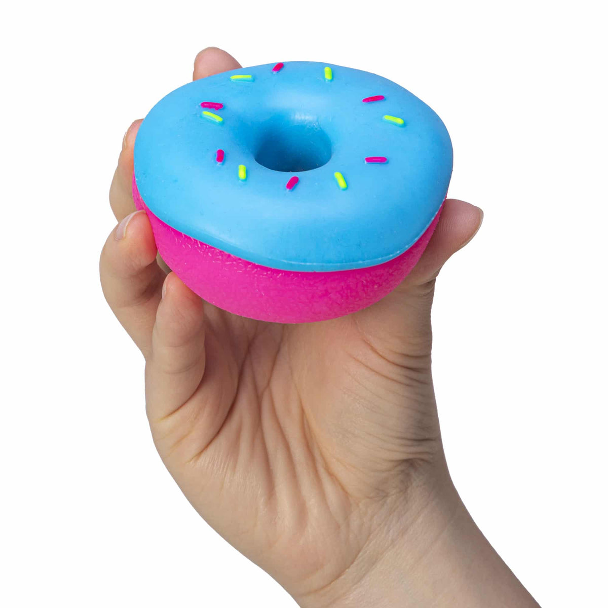Dohnuts Pink with Blue Frosting - In Hand